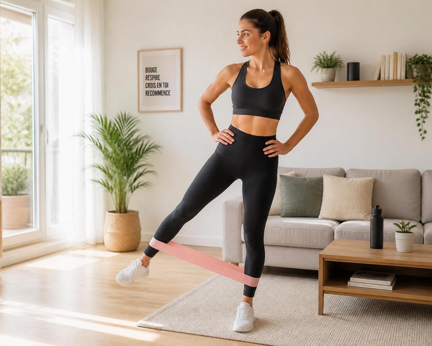 découvrez comment tonifier vos jambes avec l'exercice fessier élastique debout, une méthode simple et efficace sans besoin de matériel complexe.