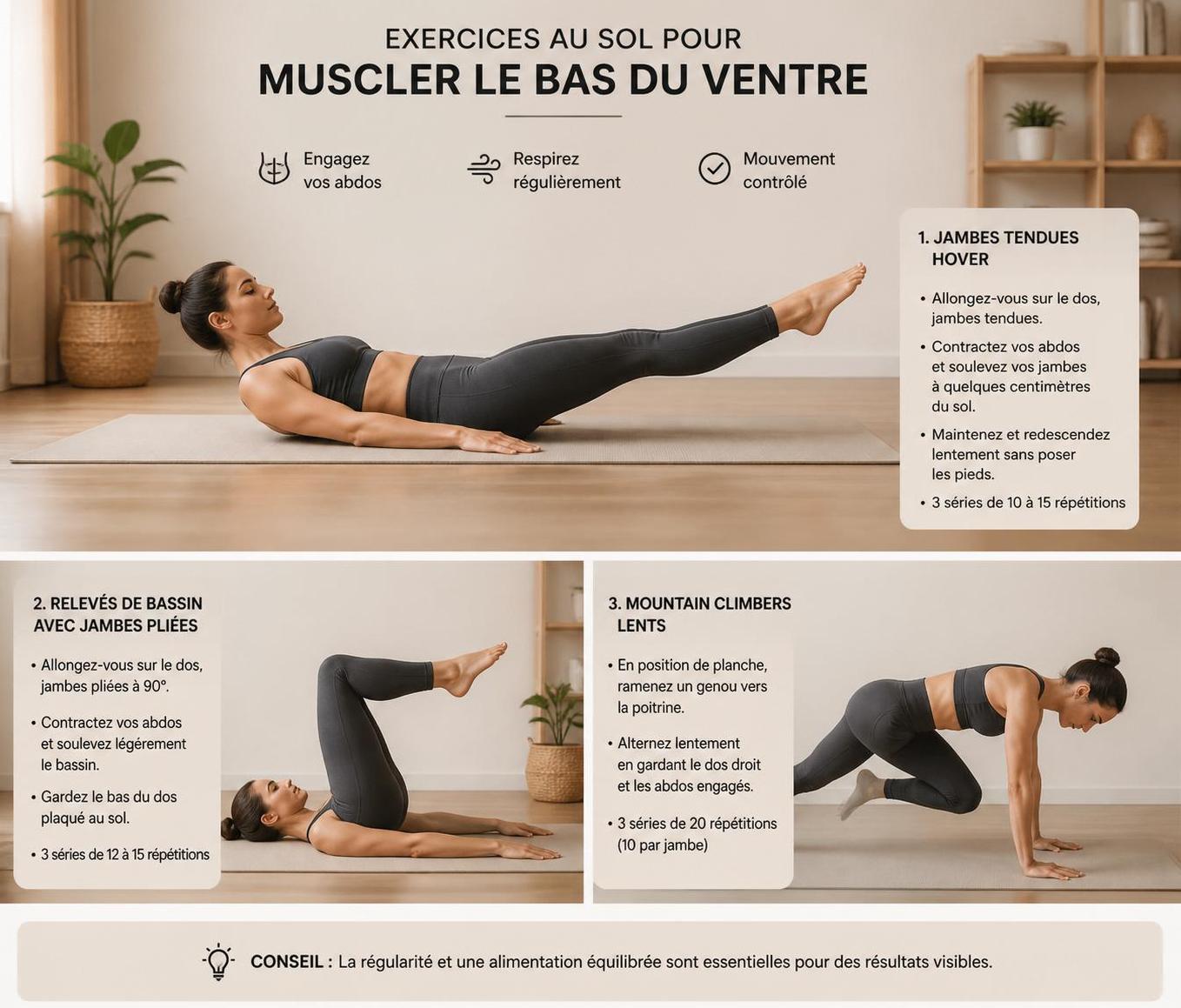 découvrez des exercices efficaces pour muscler le bas du ventre et sculpter votre silhouette en douceur, sans douleur ni effort excessif.